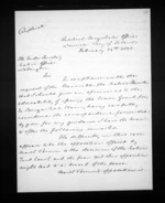 3 pages written 24 Feb 1873 by Edward Marsh Williams to Sir Donald McLean, from Inward letters - Edward M Williams