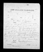 2 pages written by James Mackay to Sir Donald McLean in Tauranga, from Native Minister - Inward telegrams
