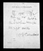 1 page to Sir Donald McLean in Wellington, from Native Minister - Inward telegrams