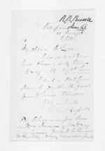 1 page written 11 Jun 1863 by Henry Robert Russell to Sir Donald McLean, from Inward letters - H R Russell