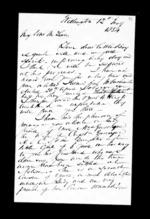 3 pages written 12 May 1854 by Robert Roger Strang in Wellington to Sir Donald McLean, from Family correspondence - Robert Strang (father-in-law)