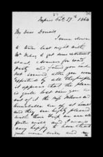2 pages written 27 Oct 1864 by Archibald John McLean in Napier City to Sir Donald McLean, from Inward family correspondence - Archibald John McLean (brother)