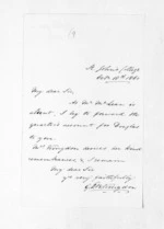 2 pages written 18 Oct 1860 by George Theodosius Boughton Kingdon, from Inward letters -  Kingdon, George and Sophia