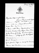 2 pages written 14 May 1869 by Sir Robert Donald Douglas Maclean to Sir Donald McLean, from Inward family correspondence - Douglas Maclean (son)