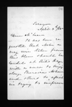 2 pages written 8 Apr 1864 by Canon Samuel Williams to Sir Donald McLean, from Inward letters - Samuel Williams