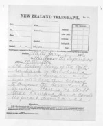 4 pages written 8 Jan 1873 by Sir Donald McLean in Otaki to Wellington, from Native Minister and Minister of Colonial Defence - Outward telegrams