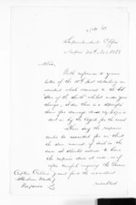 2 pages written 30 Nov 1868 by Joseph Rhodes in Napier City to W G Cellem in Napier City, from Hawke's Bay.  McLean and J D Ormond, Superintendents - Letters to Superintendent