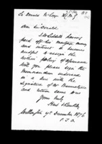 2 pages written 7 Dec 1876 by Robert Hart in Wellington City to Sir Donald McLean, from Inward family correspondence - Robert Hart (brother-in-law)