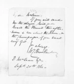 2 pages written 20 Sep 1861 by Captain Walter Charles Brackenbury to Sir Donald McLean, from Inward letters -  W C Brackenbury