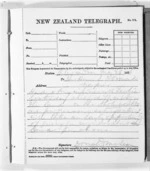 1 page written 26 May 1876 by Sir Donald McLean in Alexandra to John Davies Ormond in Napier City, from Native Minister and Minister of Colonial Defence - Outward telegrams