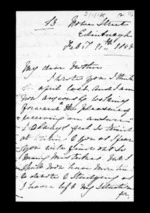 3 pages written 11 Feb 1858 by Annabella McLean in Edinburgh to Sir Donald McLean, from Inward family correspondence - Annabella McLean (sister)