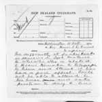 2 pages written 15 Oct 1870 by Sir Donald McLean in Wellington City to John Davies Ormond in Napier City, from Native Minister and Minister of Colonial Defence - Inward telegrams
