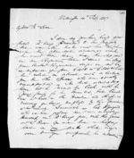 2 pages written 4 Feb 1857 by Robert Roger Strang in Wellington to Sir Donald McLean, from Family correspondence - Robert Strang (father-in-law)