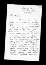2 pages written 4 Nov 1852 by Robert Roger Strang in Lyttelton to Sir Donald McLean, from Family correspondence - Robert Strang (father-in-law)