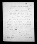 1 page written 12 Nov 1872 by Henry Tacy Kemp in Auckland City to Sir Donald McLean in Napier City, from Native Minister - Inward telegrams
