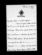 2 pages written 15 Mar 1869 by Sir Robert Donald Douglas Maclean to Sir Donald McLean, from Inward family correspondence - Douglas Maclean (son)