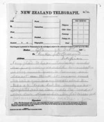 3 pages written 5 Oct 1874 by Sir Donald McLean to John Davies Ormond in Napier City, from Native Minister and Minister of Colonial Defence - Outward telegrams
