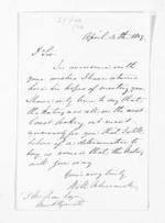 1 page written 4 Apr 1859 by William Nicholas Searancke to Sir Donald McLean in New Plymouth District, from Inward letters - W N Searancke