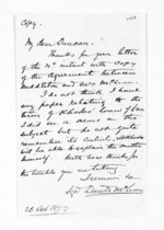 1 page written 26 Oct 1872 by Sir Donald McLean to Thomas Smith Duncan, from Outward drafts and fragments