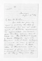 3 pages written 21 Aug 1869 by Henry Tacy Clarke in Tauranga to Sir Donald McLean, from Inward letters - Henry Tacy Clarke