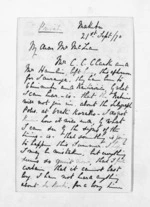 3 pages written 21 Sep 1870 by H F Way in Maketu to Sir Donald McLean, from Inward letters and diary extracts - H F Way