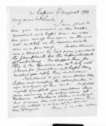 2 pages written 9 Aug 1869 by John Gibson Kinross in Napier City to Sir Donald McLean, from Inward letters -  John G Kinross