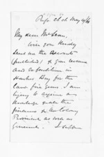 2 pages written 4 May 1866 by James Edward FitzGerald to Sir Donald McLean, from Inward letters - J E FitzGerald