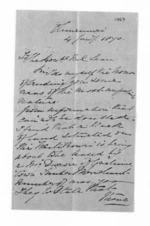 3 pages written 4 Jan 1870 by an unknown author in Ohinemuri to Sir Donald McLean, from Inward letters - Surnames, Fra - Fri