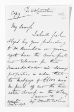 2 pages written 7 Jan 1873 by Sir Donald McLean to William Douglas Carruthers, from Inward letters -  W D Carruthers