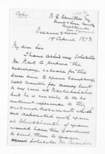 3 pages written 15 Apr 1873 by Sir Donald McLean in Wellington to William Douglas Carruthers in Christchurch City, from Inward letters -  W D Carruthers