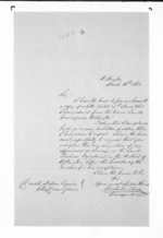 1 page written 26 Mar 1862 by Sir Malcolm Fraser in Wellington City to Sir Donald McLean, from Native Land Purchase Commissioner - Papers