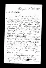 2 pages written 8 Oct 1855 by Robert Roger Strang in Wellington to Sir Donald McLean, from Family correspondence - Robert Strang (father-in-law)