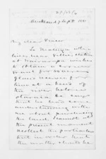 2 pages written 7 Sep 1861 by Sir Donald McLean in Auckland Region, from Inward letters - Surnames, Fra - Fri