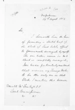 3 pages written 29 Aug 1852 by Charles H Louis Pelichet in Waipukurau to Sir Donald McLean, from Native Land Purchase Commissioner - Papers