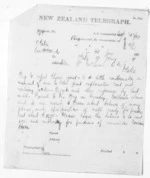 3 pages written 10 Jan 1874 by Henry Tacy Clarke in Auckland City to Sir Donald McLean in Otaki, from Native Minister and Minister of Colonial Defence - Inward telegrams