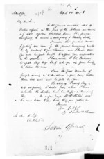 2 pages written 12 Apr 1865 by Sir Donald McLean to Auckland Region, from Superintendent, Hawkes Bay and Government Agent, East Coast - Papers
