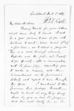 4 pages written 5 Dec 1862 by Sir Francis Dillon Bell in Auckland Region to Sir Donald McLean, from Inward letters - Francis Dillon Bell
