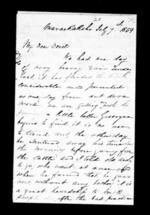 3 pages written 7 Jul 1859 by an unknown author in Maraekakaho to Sir Donald McLean, from Inward family correspondence - Archibald John McLean (brother)