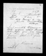 1 page written 4 Nov 1872 by John Gibson Kinross to Sir Donald McLean in Wellington, from Native Minister - Inward telegrams