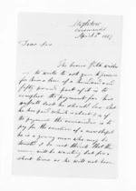 3 pages written 1 Apr 1857 by James Preece in Coromandel to Sir Donald McLean in Auckland Region, from Inward letters - James Preece