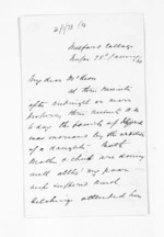 2 pages written 28 Jan 1860 by Michael Fitzgerald in Napier City to Sir Donald McLean, from Inward letters - Michael Fitzgerald