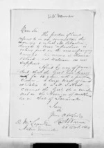2 pages written 25 Oct 1869 by Horatio Nelson Warner to Sir Donald McLean, from Inward letters - Surnames, War - Wat