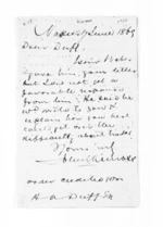 2 pages written 17 Jun 1869 by John Gibson Kinross in Napier City to Hugh Alexander Duff, from Inward letters -  John G Kinross