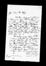 1 page written 14 Oct 1851 by Robert Roger Strang to Sir Donald McLean, from Family correspondence - Robert Strang (father-in-law)