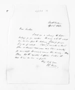 1 page written 5 Apr 1862 by Francis Dart Fenton in Auckland Region to Sir Donald McLean, from Inward letters - F D Fenton