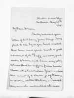 4 pages written 26 May 1867 by Hector William Pope Smith to Sir Donald McLean, from Inward letters - Surnames, Sma - Smi