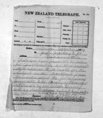 1 page written 4 Sep 1874 by Sir Donald McLean in Wellington to James Mackay, from Native Minister and Minister of Colonial Defence - Outward telegrams