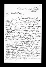 2 pages written 22 Jul 1861 by Robert Roger Strang in Wellington to Sir Donald McLean, from Family correspondence - Robert Strang (father-in-law)