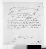 1 page written 21 Oct 1870 by Henry Tacy Kemp to Sir Donald McLean in Wellington, from Native Minister and Minister of Colonial Defence - Inward telegrams