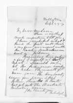 1 page written 24 Sep 1870 by Sir Julius Vogel in Wellington City to Sir Donald McLean, from Inward letters - Julius Vogel